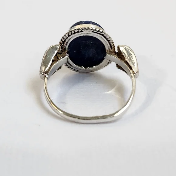 NIB Semi VTG 925 Lapiz Azuli Scroll Cocktail Ring Sz 7 - Picture 6 of 16